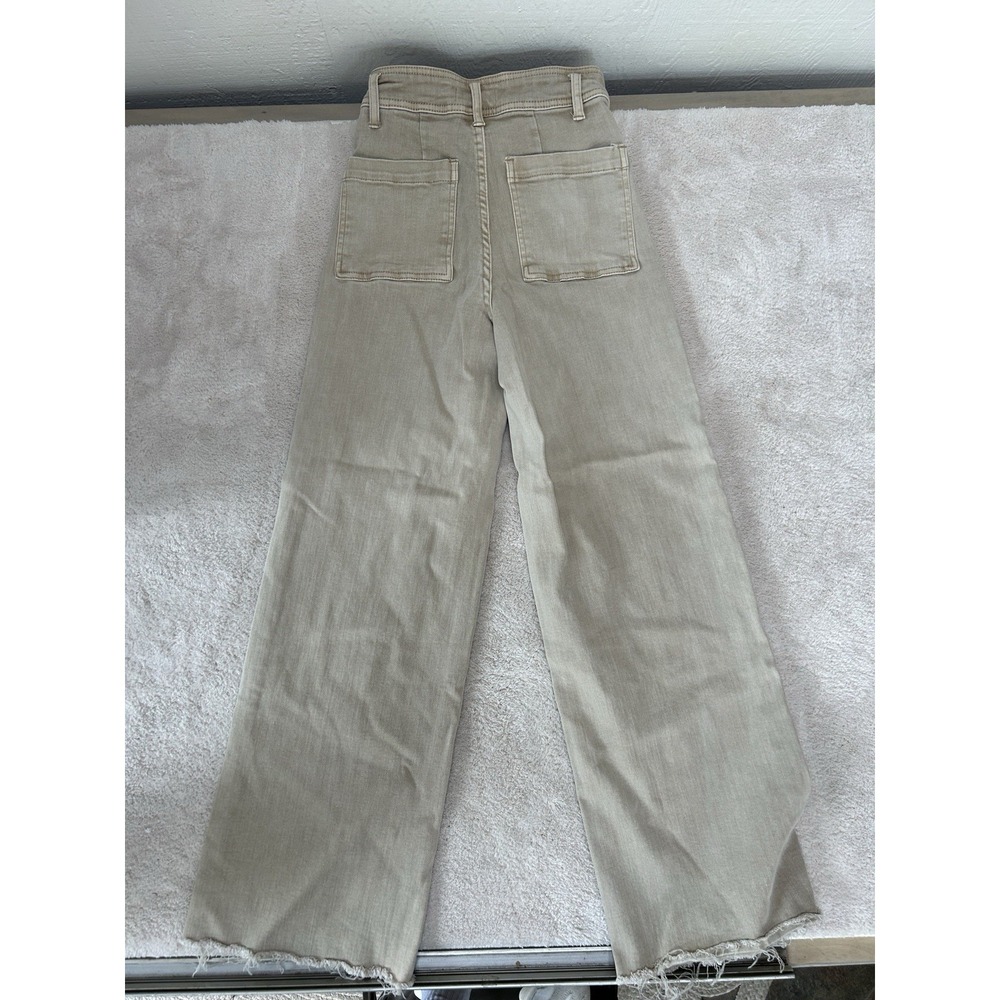 OAT NEW YORK Women's Wide Leg Sailor Jeans Size 24 Beige Flare Raw Hem EUC - Picture 7 of 7